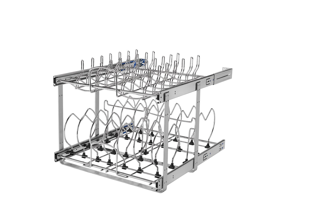 Rev-A-Shelf Two-Tier Pull-Out Cookware Organizer, 20.75-in W x 18-in H, Chrome, Soft-Close