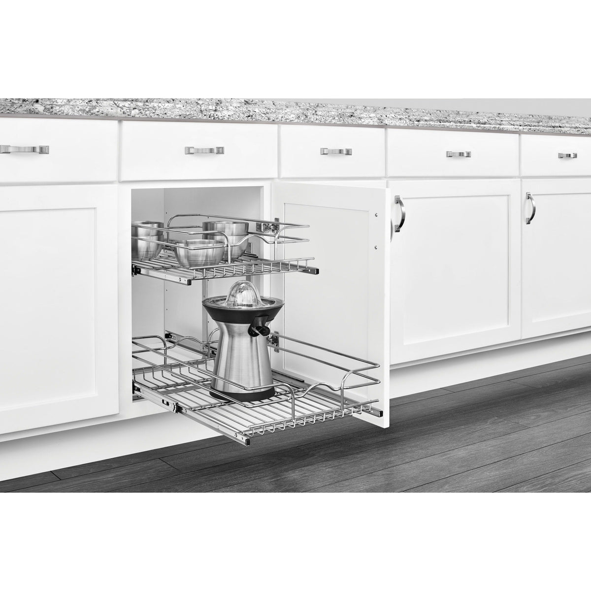 Rev-A-Shelf Two-Tier Pull-Out Baskets, 20.75 in W x 19 in H x 22 in D, Chrome, Soft-Close
