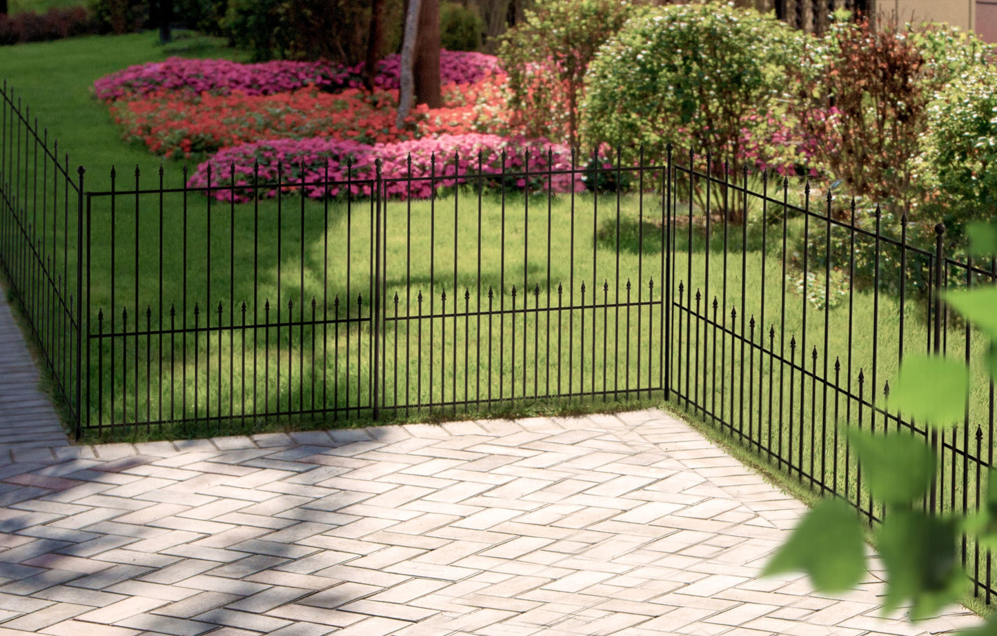 YARDLINK Empire 3-ft W Powder-coated Steel Pressed-point No Dig Decorative Fence Panel