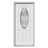 Therma-Tru Benchmark Doors Hampton 36-in x 80-in Steel Oval Lite Right-Hand Inswing Ready-to-Paint Unfinished Prehung Single Front Door with Brickmould