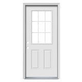 Therma-Tru Benchmark Doors 36-in x 80-in Steel Half Lite Right-Hand Inswing Ready-to-Paint Unfinished Prehung Single Front Door with Brickmould