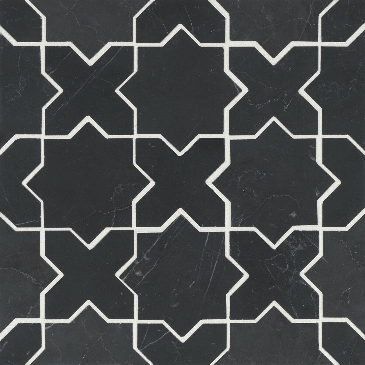 Bedrosians Monet Nero Marquina 12-in x 12-in Honed Natural Stone Marble Mixed Pattern Marble Look Tile (5.1-sq. ft/ Carton)