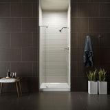 Revel 36 in. W x 70 in. H Frameless Pivot Shower Door in Anodized Brushed Nickel with Handle - Super Arbor