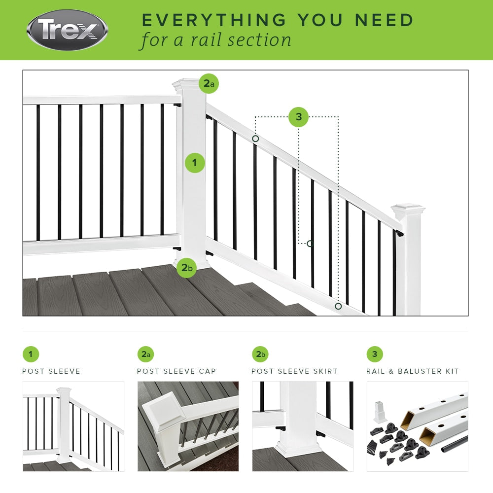 Trex Enhance 6-ft x 36-in Classic White Composite Deck Stair Rail Kit