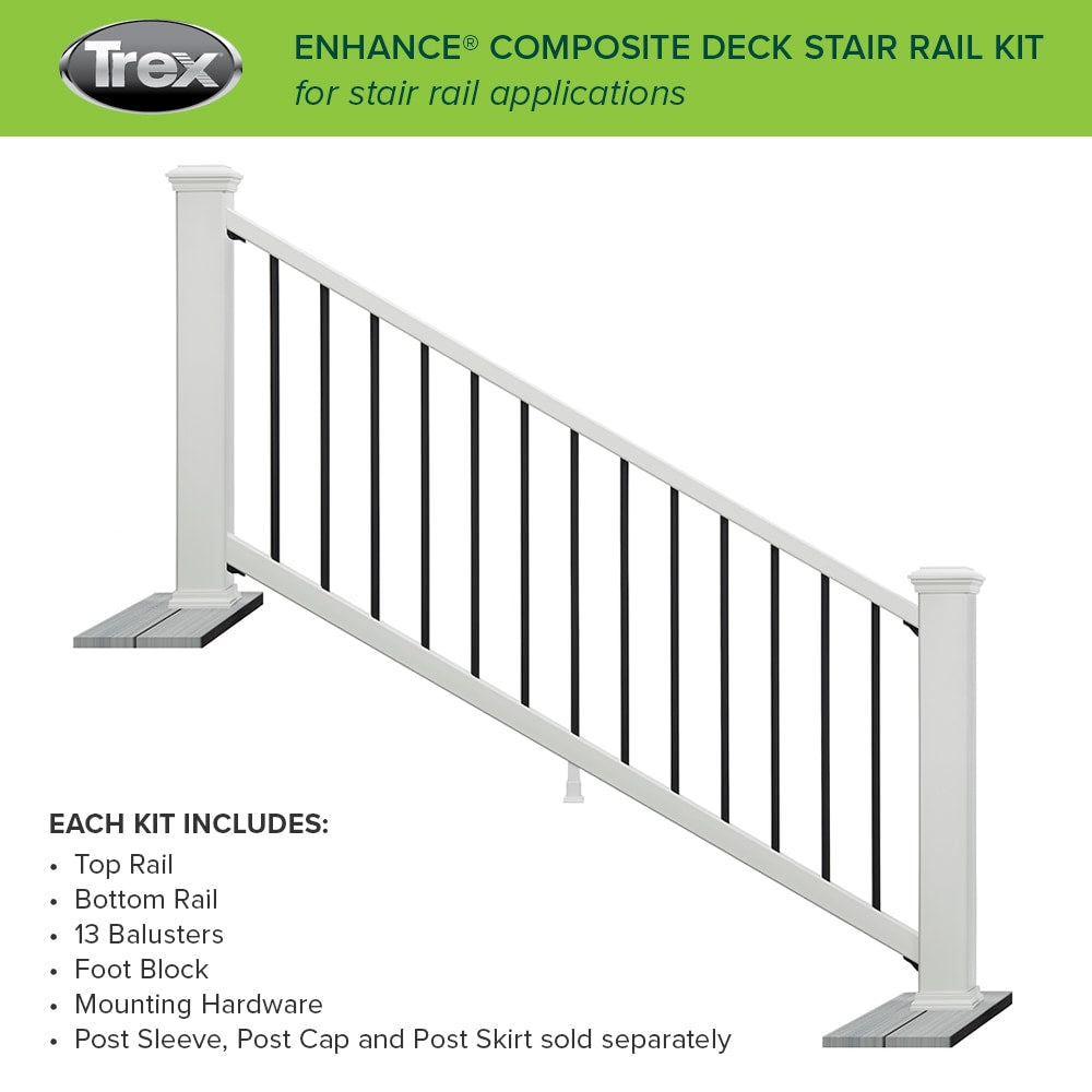 Trex Enhance 6-ft x 36-in Classic White Composite Deck Stair Rail Kit