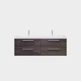 Eviva Surf 57 in. W x 19 in. D x 24 in. H Gray Oak Floating Bathroom Vanity with White Acrylic Double Sink Top