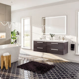 Eviva Surf 57 in. W x 19 in. D x 24 in. H Gray Oak Floating Bathroom Vanity with White Acrylic Double Sink Top