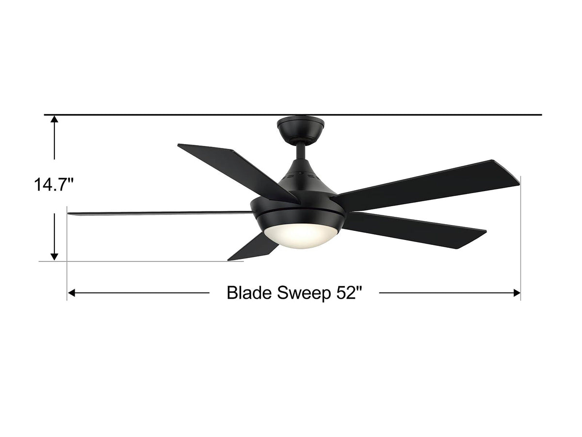 Fanimation Studio Collection AireDrop WiFi 52-in Black LED Indoor Smart Ceiling Fan with Remote (5-Blade)