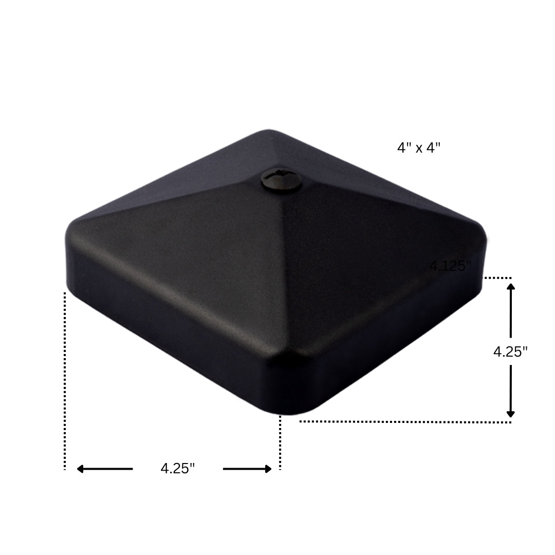Fence Armor 4-in x 4-in Post Cap Powder Coated Black Metal Deck Post Cap
