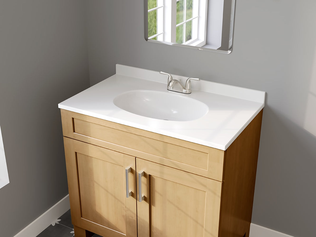 allen + roth Innsbrook 33-in W x 84-in H x 24-in D Rye 1-Drawer Base Fully Assembled Cabinet (Flat Panel Shaker Style)