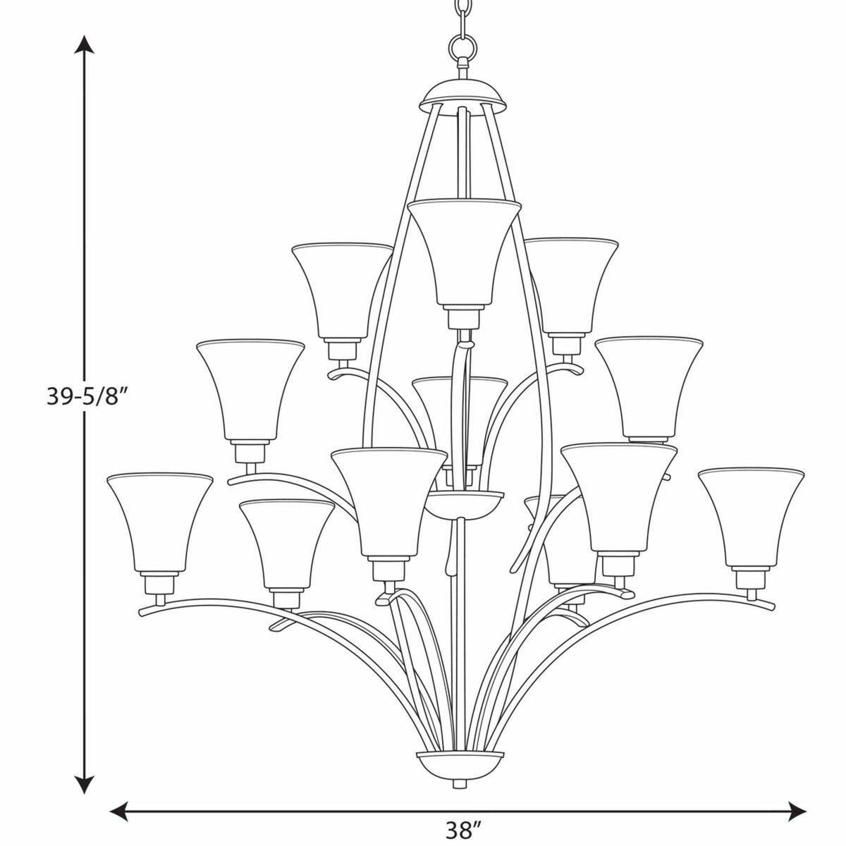 Progress Lighting Joy 12-Light Brushed Nickel Traditional Chandelier