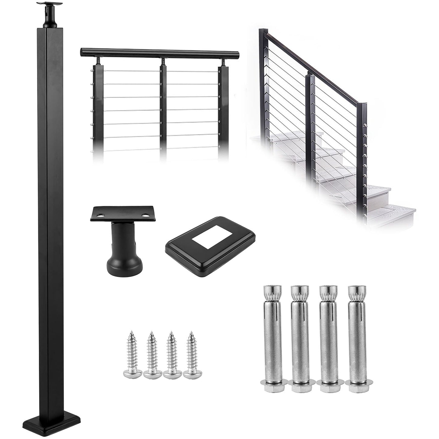VEVOR railing post 3.5-ft x 1.97-in Stainless Steel Deck Stair Rail Kit
