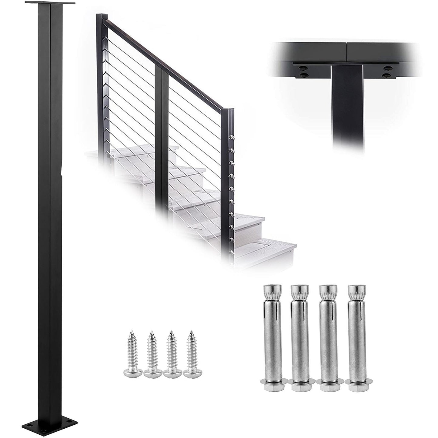 VEVOR railing post 3-ft x 1.5-in Stainless Steel Deck Stair Rail Kit
