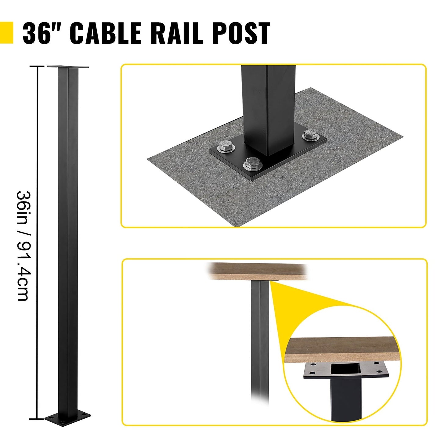 VEVOR railing post 3-ft x 1.5-in Stainless Steel Deck Stair Rail Kit