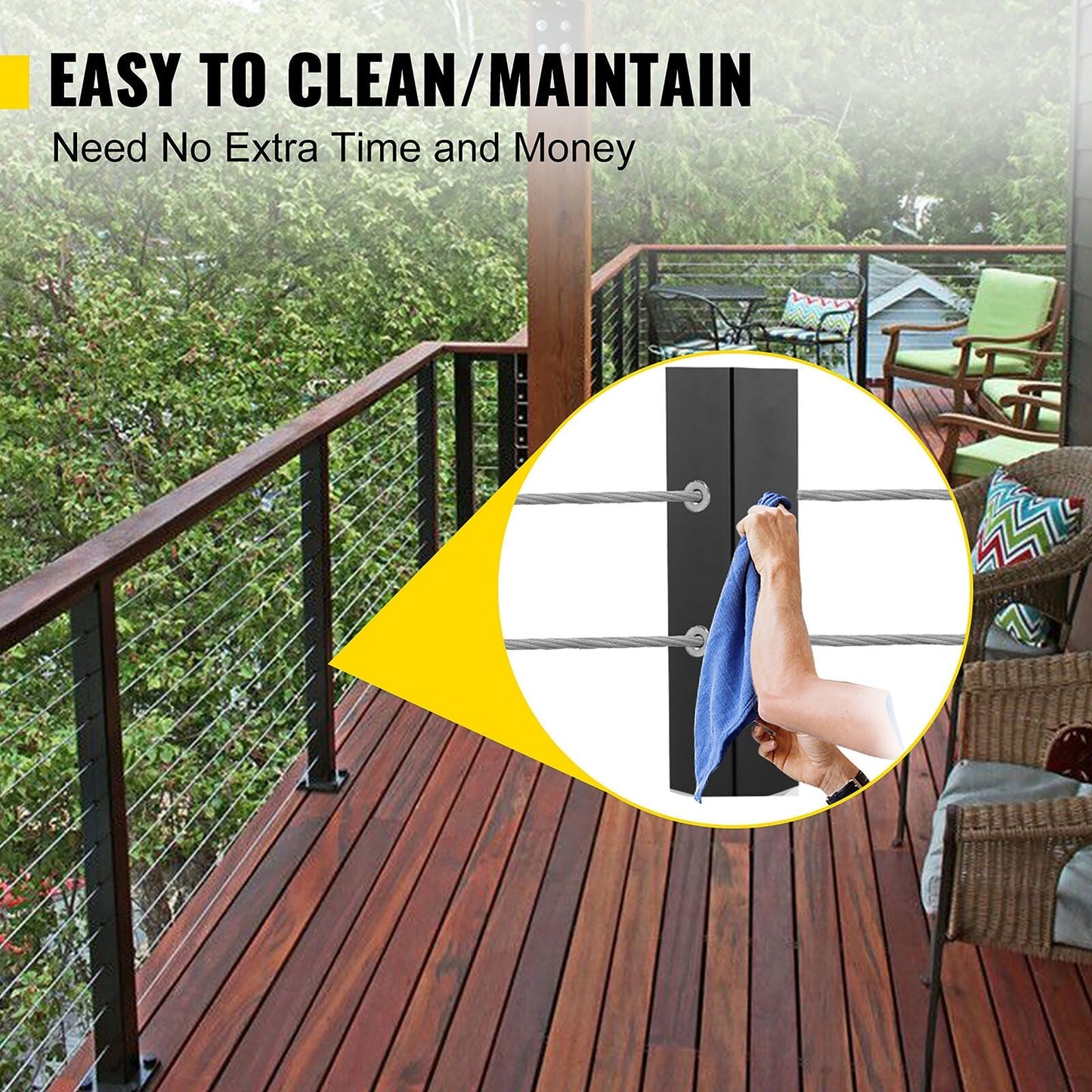 VEVOR railing post 3-ft x 1.5-in Stainless Steel Deck Stair Rail Kit
