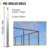 VEVOR railing post 3.5-ft x 1.97-in Stainless Steel Deck Stair Rail Kit