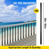 VEVOR 101 Pack Classic Composite Series 0.75-in x 0.05-in x 2-ft Black Aluminum Deck Post