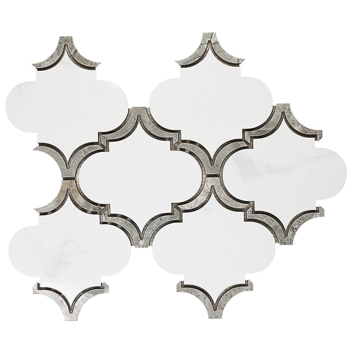 allen + roth Waterjet Arabesque White 10-in x 13-in Polished Porcelain Lantern Marble Look Wall Tile (0.87-sq. ft/ Piece)