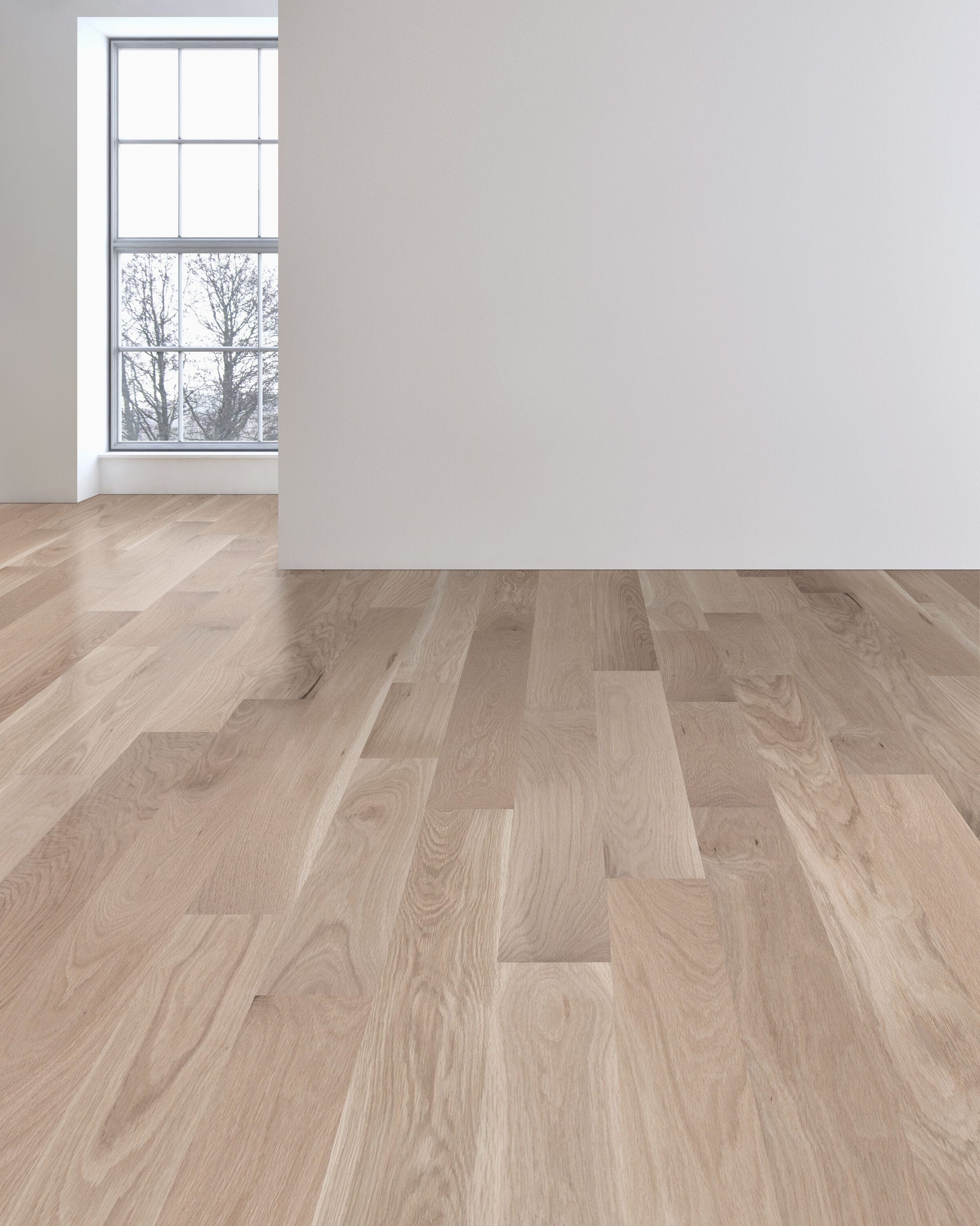 allen + roth White oak Unfinished Select hardwood flooring — installed room view
