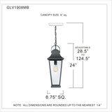 Quoizel Galveston Mottled Black Traditional Seeded Glass Outdoor Lantern Pendant Light, 24-in, GLV1908MB