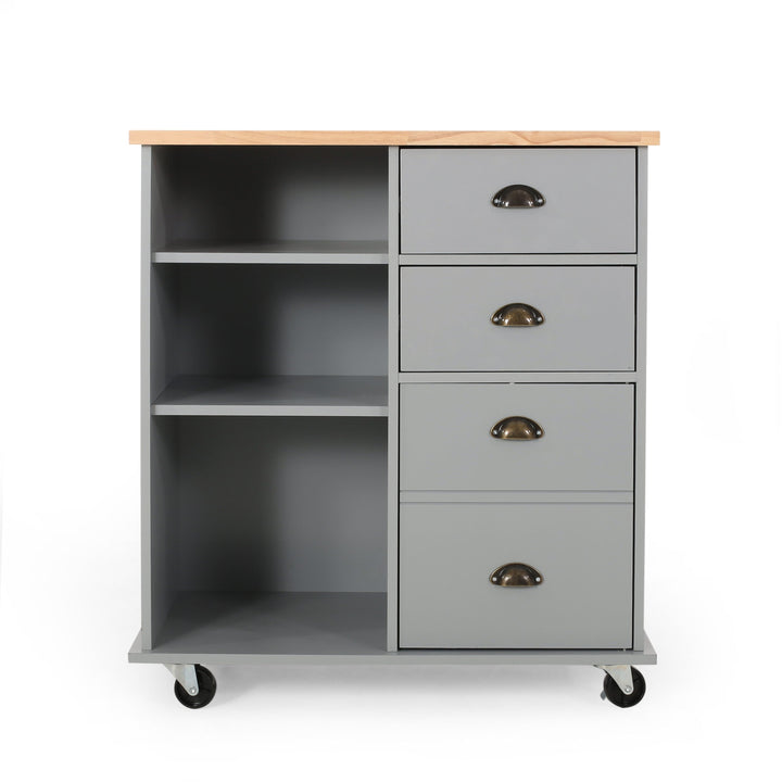 Best Selling Home Decor Gray Mdf Base with Wood Top Rolling Kitchen Cart (17.75-in x 31.5-in x 34.5-in)