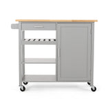 Best Selling Home Decor Gray Mdf Base with Wood Top Rolling Kitchen Cart (18.9-in x 41.75-in x 35.25-in)