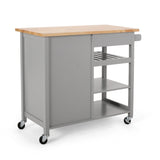 Best Selling Home Decor Gray Mdf Base with Wood Top Rolling Kitchen Cart (18.9-in x 41.75-in x 35.25-in)