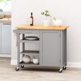 Best Selling Home Decor Gray Mdf Base with Wood Top Rolling Kitchen Cart (18.9-in x 41.75-in x 35.25-in)