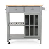 Best Selling Home Decor Gray Mdf Base with Wood Top Rolling Kitchen Cart (17.15-in x 34.15-in x 34.75-in)