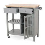 Best Selling Home Decor Gray Mdf Base with Wood Top Rolling Kitchen Cart (17.15-in x 34.15-in x 34.75-in)