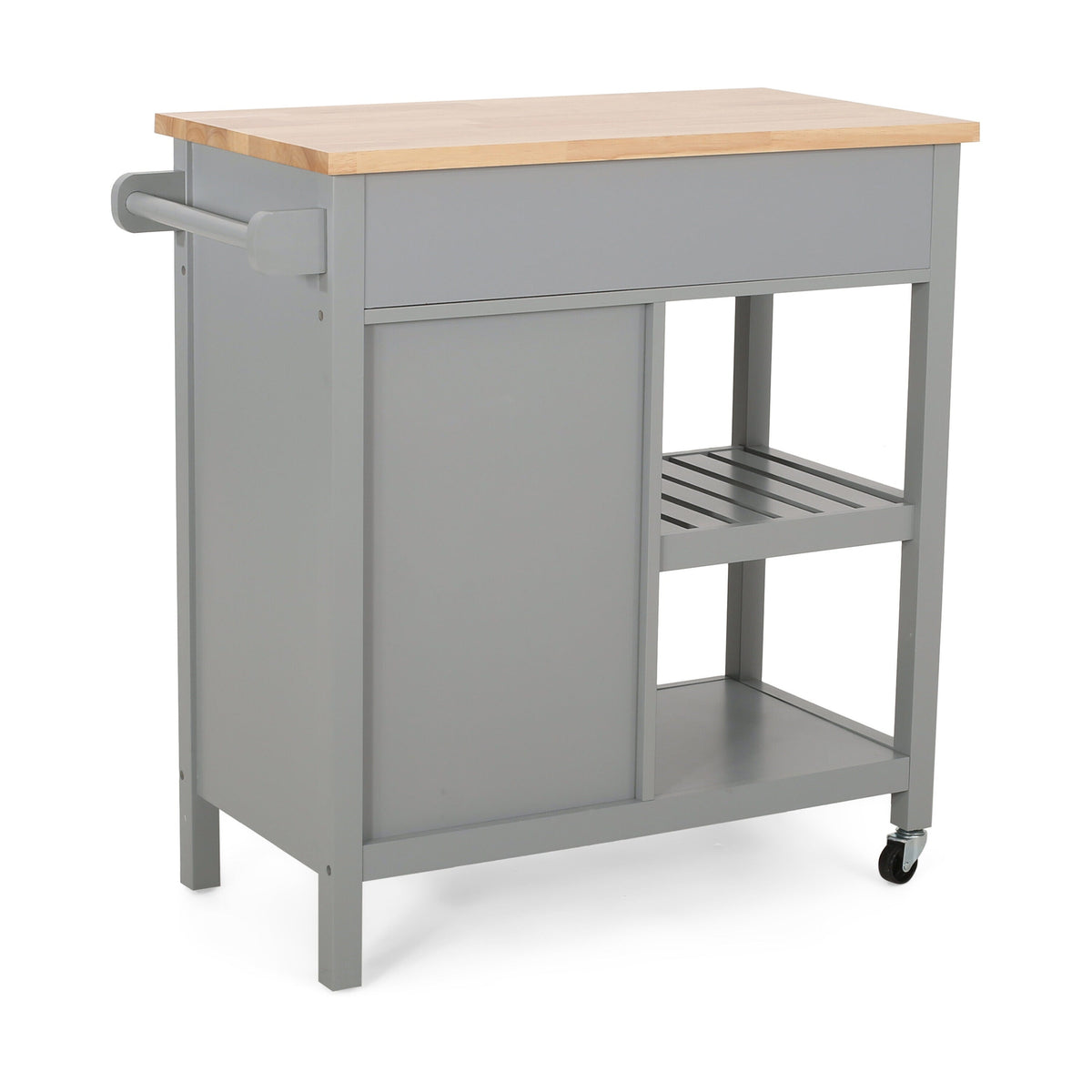 Best Selling Home Decor Gray Mdf Base with Wood Top Rolling Kitchen Cart (17.15-in x 34.15-in x 34.75-in)
