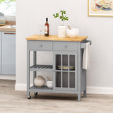 Best Selling Home Decor Gray Mdf Base with Wood Top Rolling Kitchen Cart (17.15-in x 34.15-in x 34.75-in)