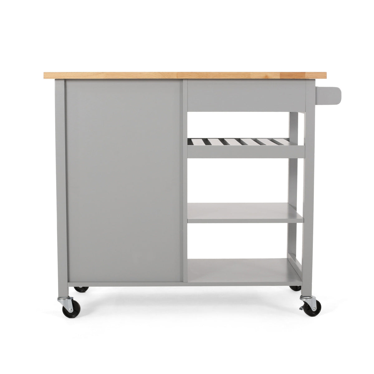 Best Selling Home Decor Gray Mdf Base with Wood Top Rolling Kitchen Cart (18.9-in x 41.75-in x 35.25-in)