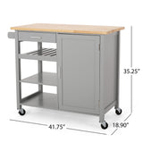 Best Selling Home Decor Gray Mdf Base with Wood Top Rolling Kitchen Cart (18.9-in x 41.75-in x 35.25-in)