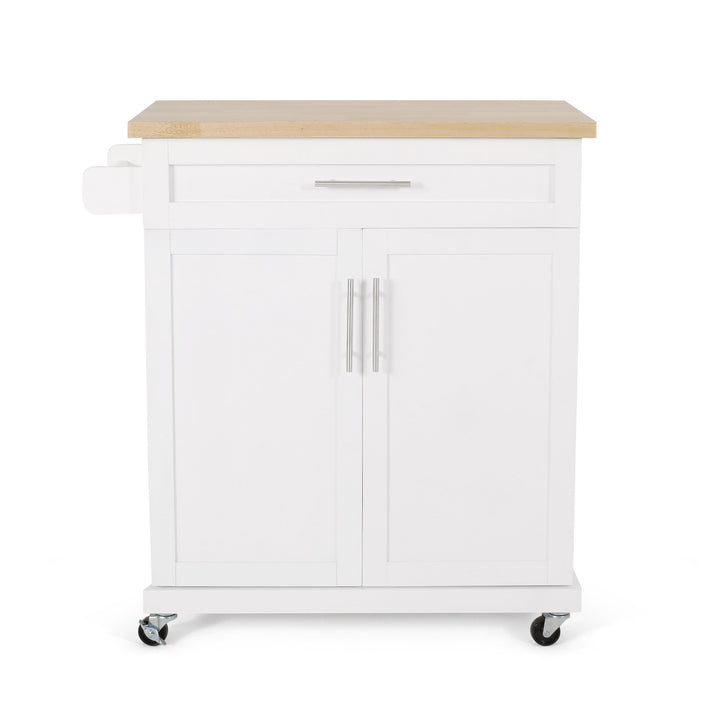 Best Selling Home Decor White Mdf Base with Mdf Top Rolling Kitchen Cart (18-in x 32-in x 34.5-in)