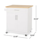 Best Selling Home Decor White Mdf Base with Mdf Top Rolling Kitchen Cart (18-in x 32-in x 34.5-in)