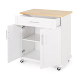 Best Selling Home Decor White Mdf Base with Mdf Top Rolling Kitchen Cart (18-in x 32-in x 34.5-in)