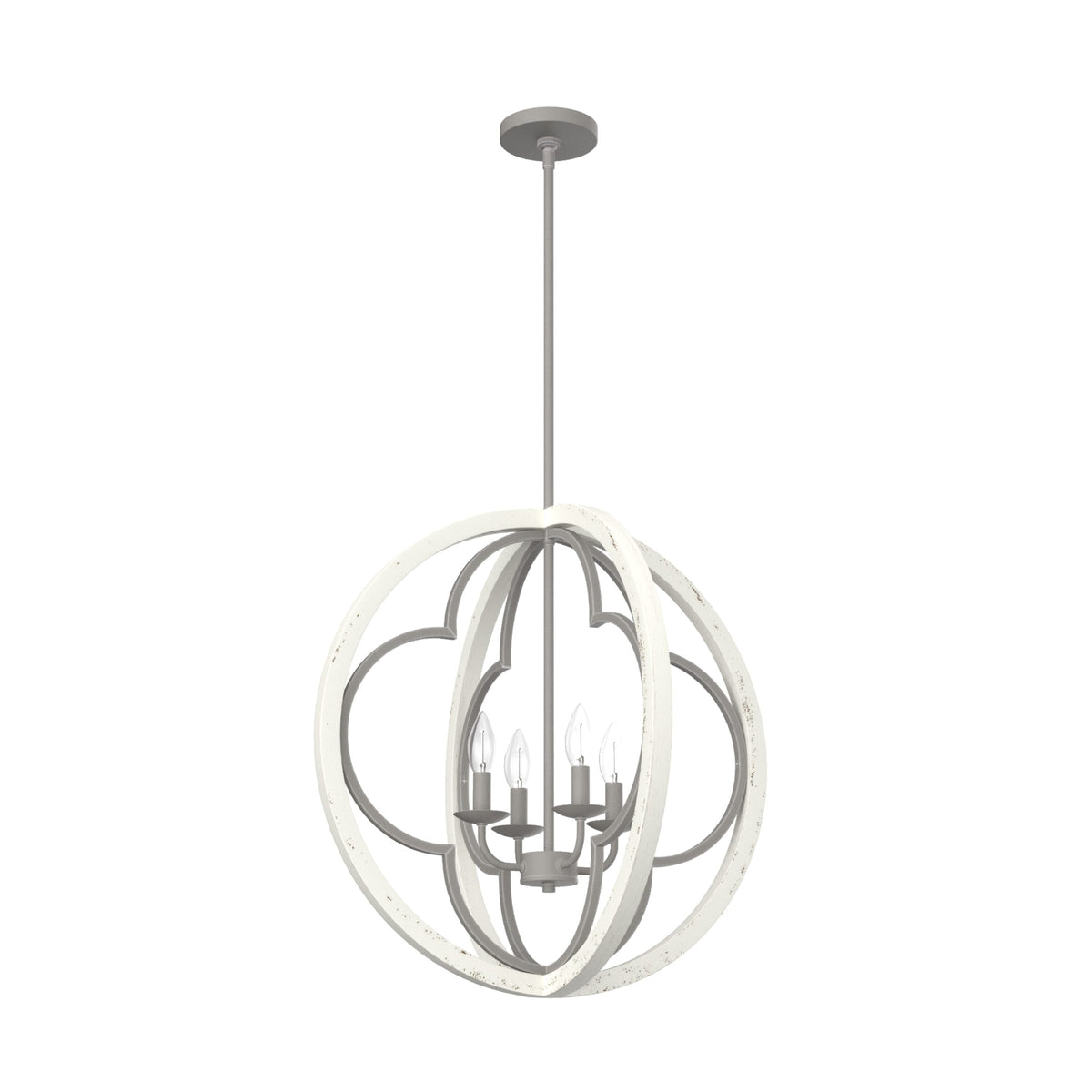 Hunter Gablecrest 4-Light Concrete with Rustic White Rustic Geometric LED Large Hanging Pendant Light