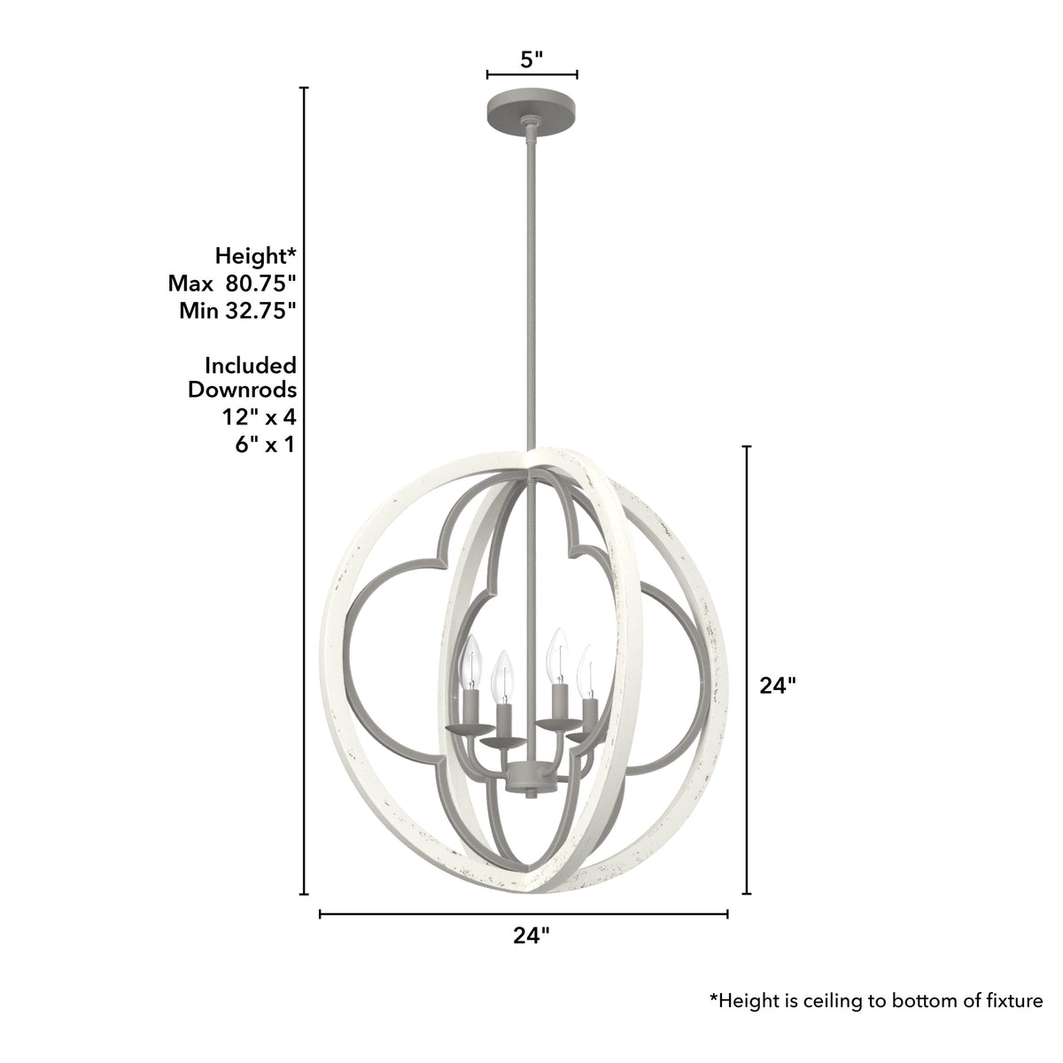 Hunter Gablecrest 4-Light Concrete with Rustic White Rustic Geometric LED Large Hanging Pendant Light