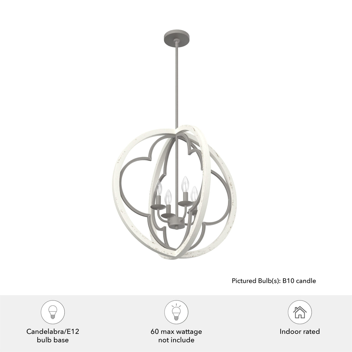 Hunter Gablecrest 4-Light Concrete with Rustic White Rustic Geometric LED Large Hanging Pendant Light