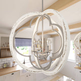 Hunter Gablecrest 4-Light Concrete with Rustic White Rustic Geometric LED Large Hanging Pendant Light