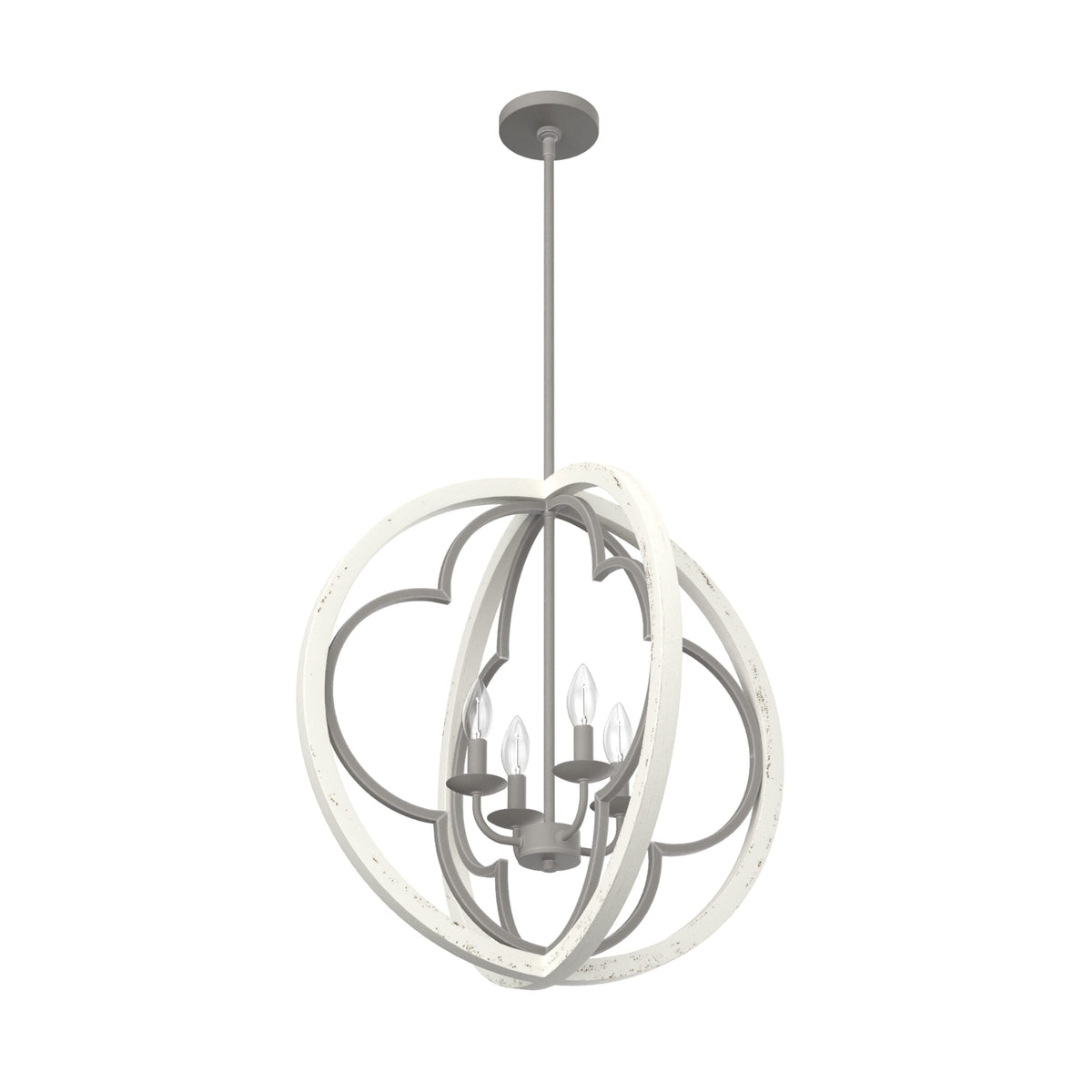Hunter Gablecrest 4-Light Concrete with Rustic White Rustic Geometric LED Large Hanging Pendant Light