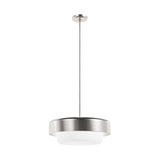 Hunter Station 3-Light Brushed Nickel Modern Frosted Glass Drum LED Medium Hanging Pendant Light
