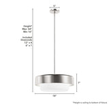 Hunter Station 3-Light Brushed Nickel Modern Frosted Glass Drum LED Medium Hanging Pendant Light