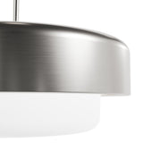 Hunter Station 3-Light Brushed Nickel Modern Frosted Glass Drum LED Medium Hanging Pendant Light