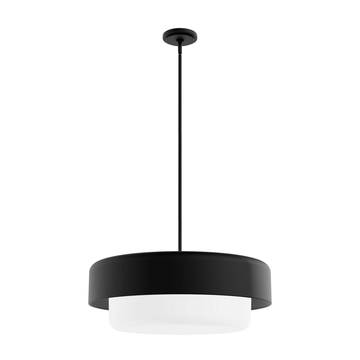 Hunter Station 4-Light Natural Iron Modern Frosted Glass Drum LED Large Hanging Pendant Light