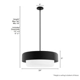 Hunter Station 4-Light Natural Iron Modern Frosted Glass Drum LED Large Hanging Pendant Light