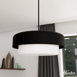 Hunter Station 4-Light Natural Iron Modern Frosted Glass Drum LED Large Hanging Pendant Light