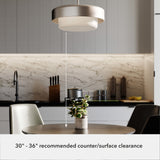 Hunter Station 3-Light Brushed Nickel Modern Frosted Glass Drum LED Medium Hanging Pendant Light