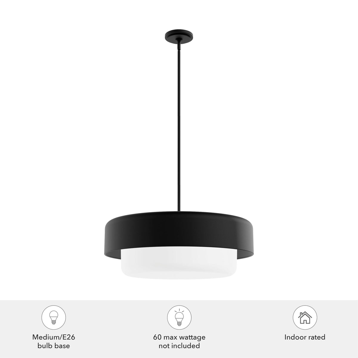 Hunter Station 4-Light Natural Iron Modern Frosted Glass Drum LED Large Hanging Pendant Light